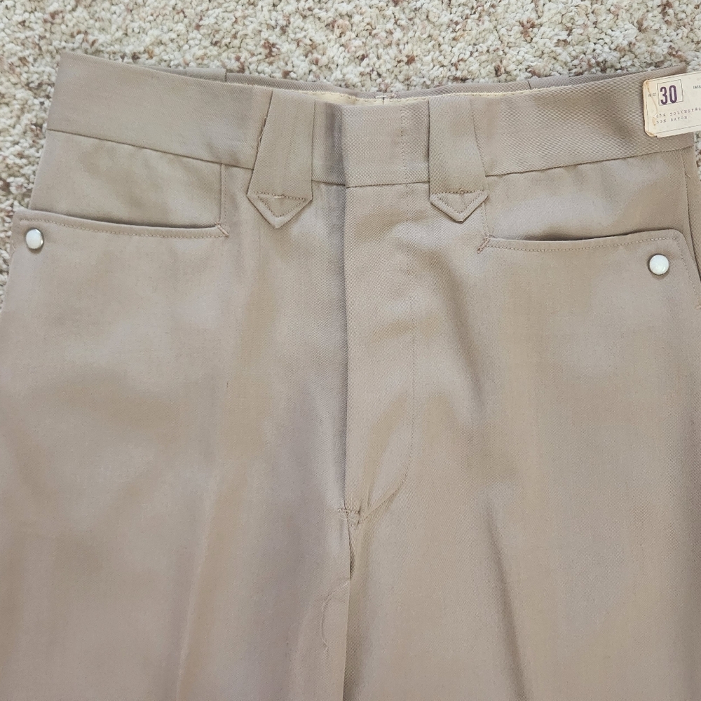 Vintage pants 29 tan gabardine men NOS